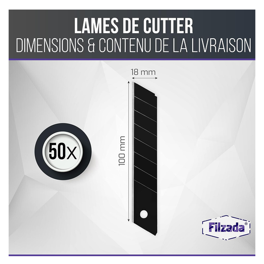Lames de cutter 18 mm - FILZADA - Acier au carbone